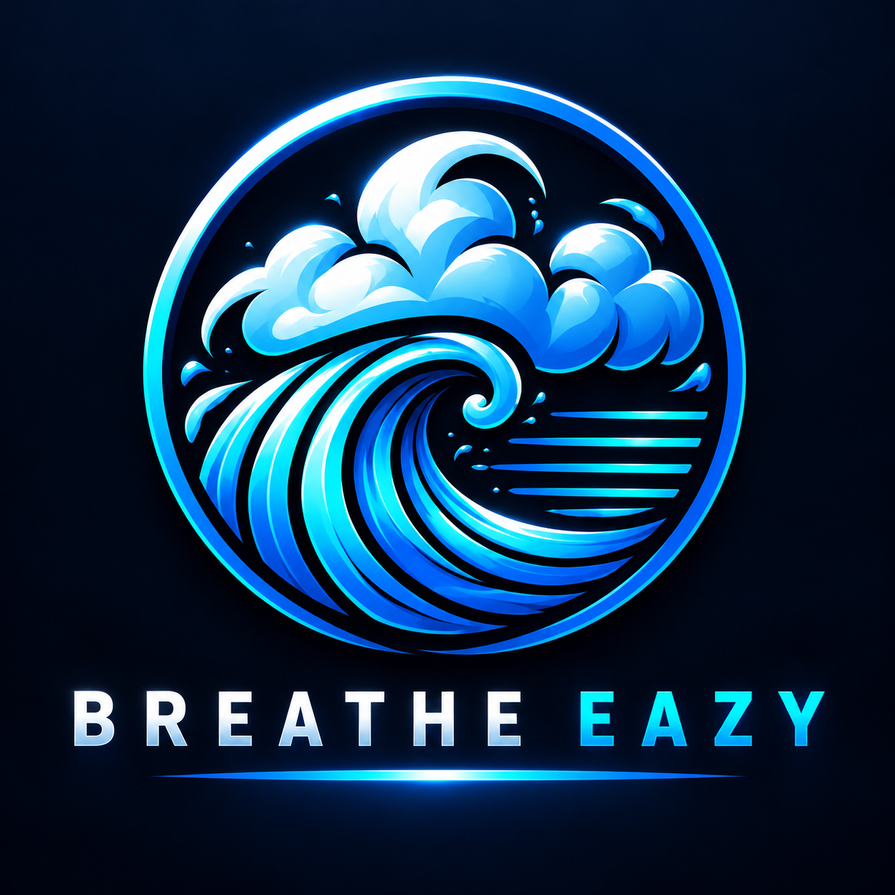 Breathe Eazy blue wave logo